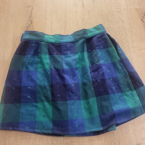 Tan Jay Vintage Blue & Green Plaid Skirt - Picture 2 of 9